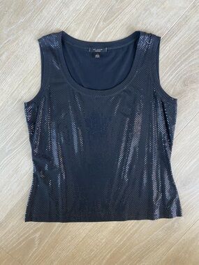 St. John Caviar Black Shimmer Sleeveless Tank Top Size Large